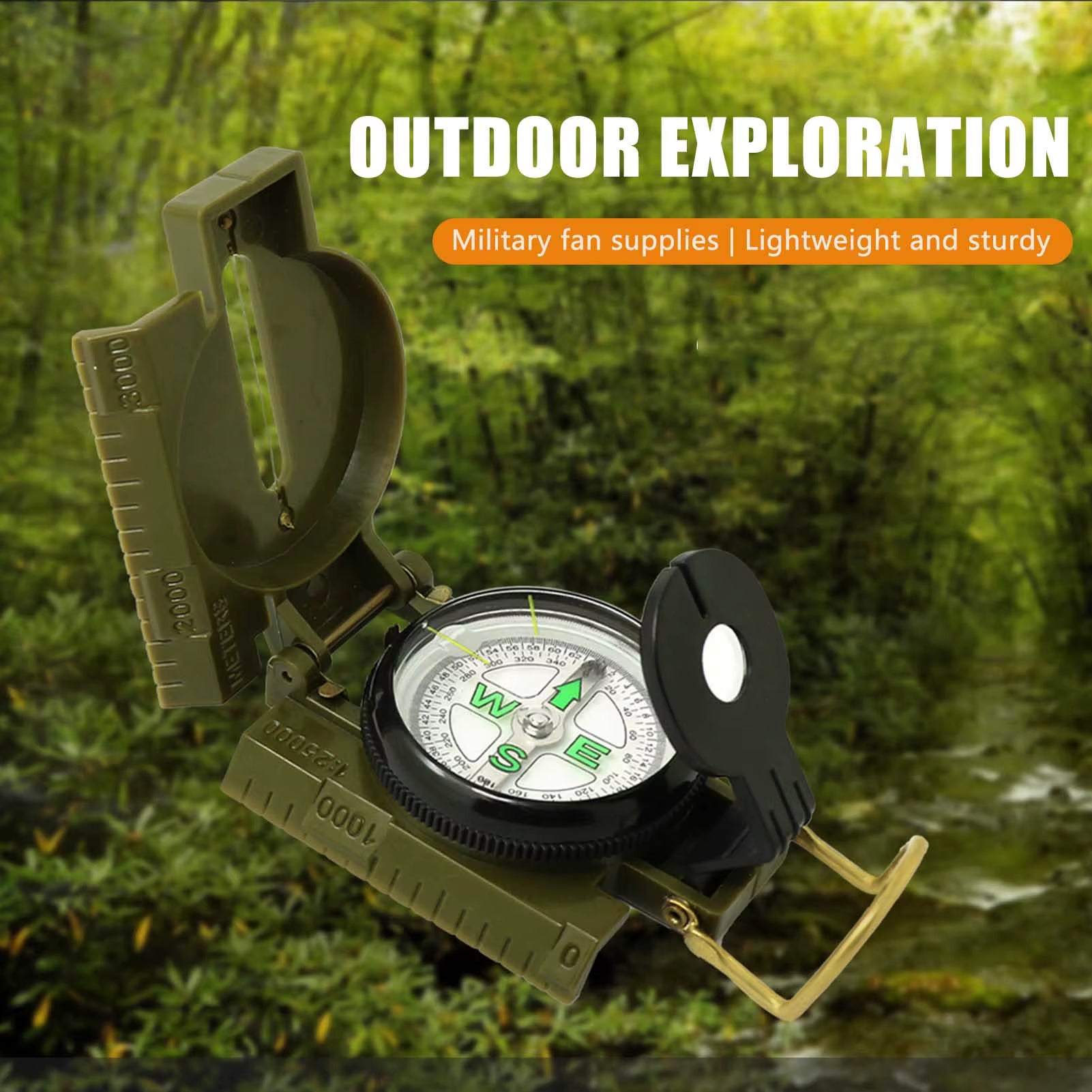 Multi-Function Lensatic Compass with Glow-in-the-Dark Dial - Essential for Outdoor Navigation