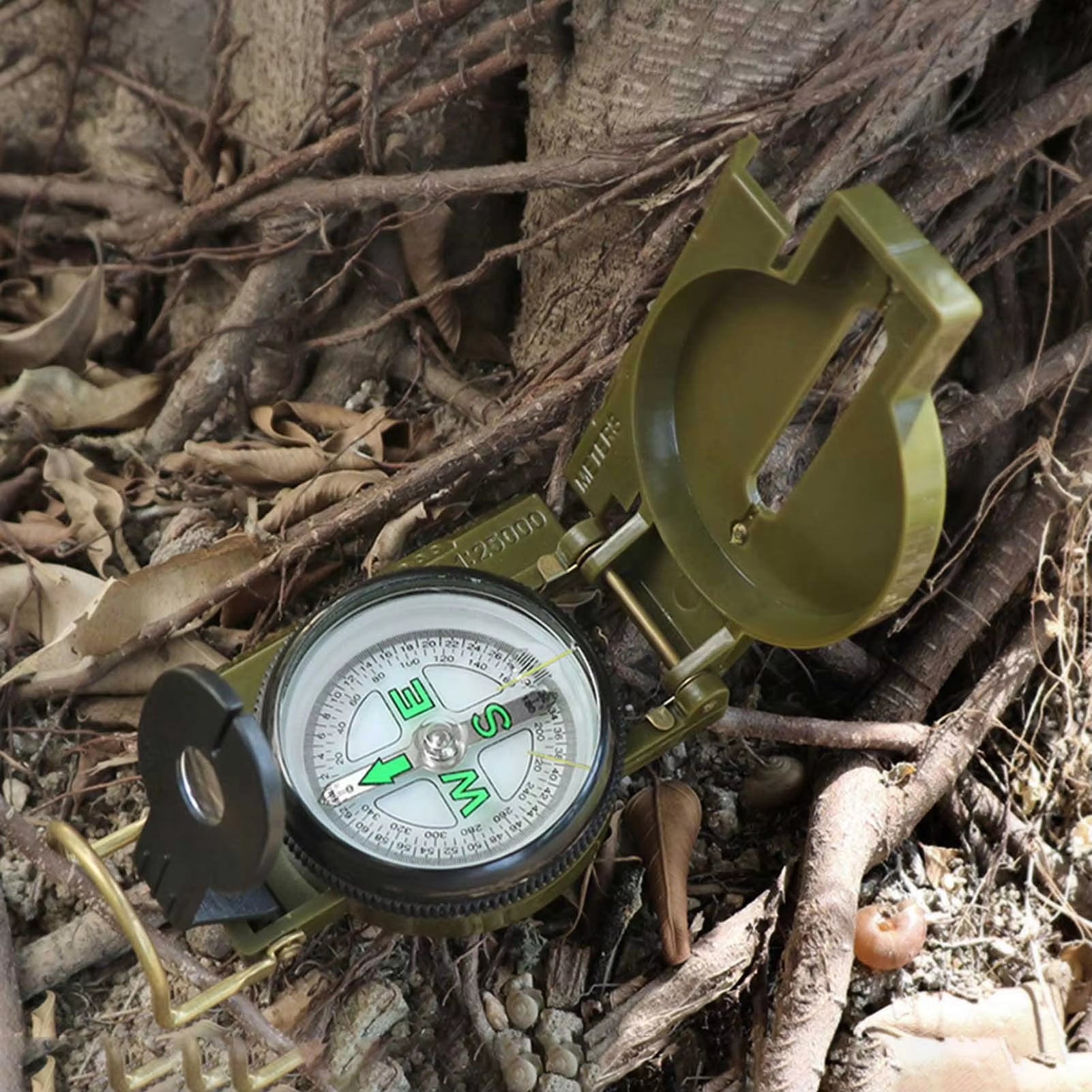 Multi-Function Lensatic Compass with Glow-in-the-Dark Dial - Essential for Outdoor Navigation