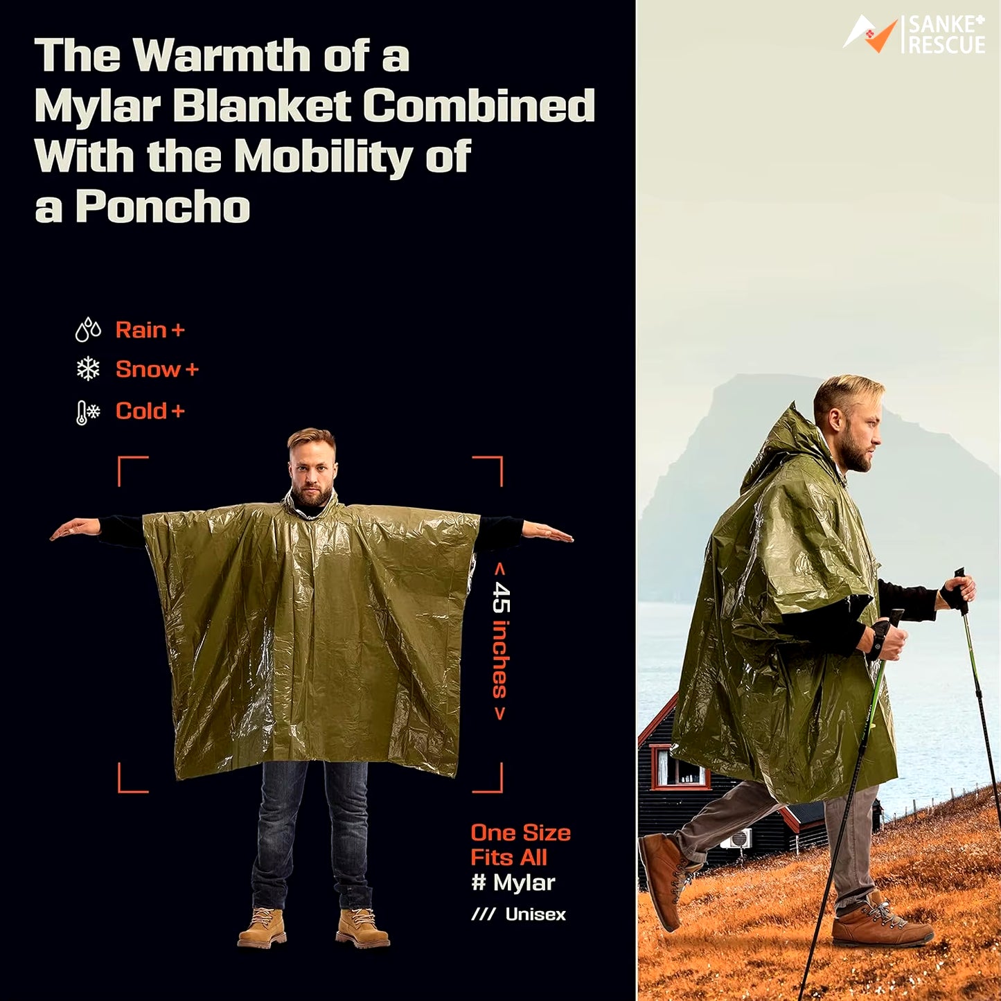 Emergency Survival Poncho - Waterproof, Windproof, and Insulated for Outdoor Adventures, Camping, and Emergencies