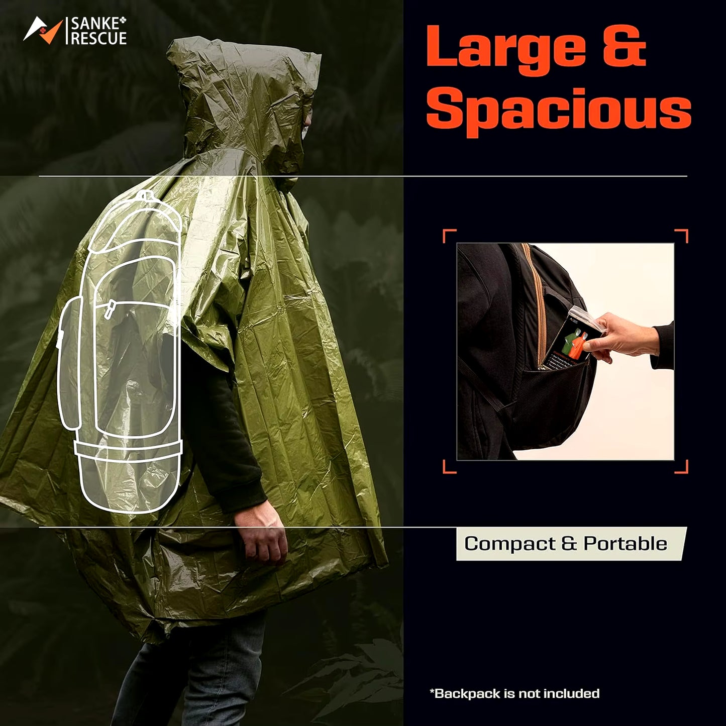 Emergency Survival Poncho - Waterproof, Windproof, and Insulated for Outdoor Adventures, Camping, and Emergencies