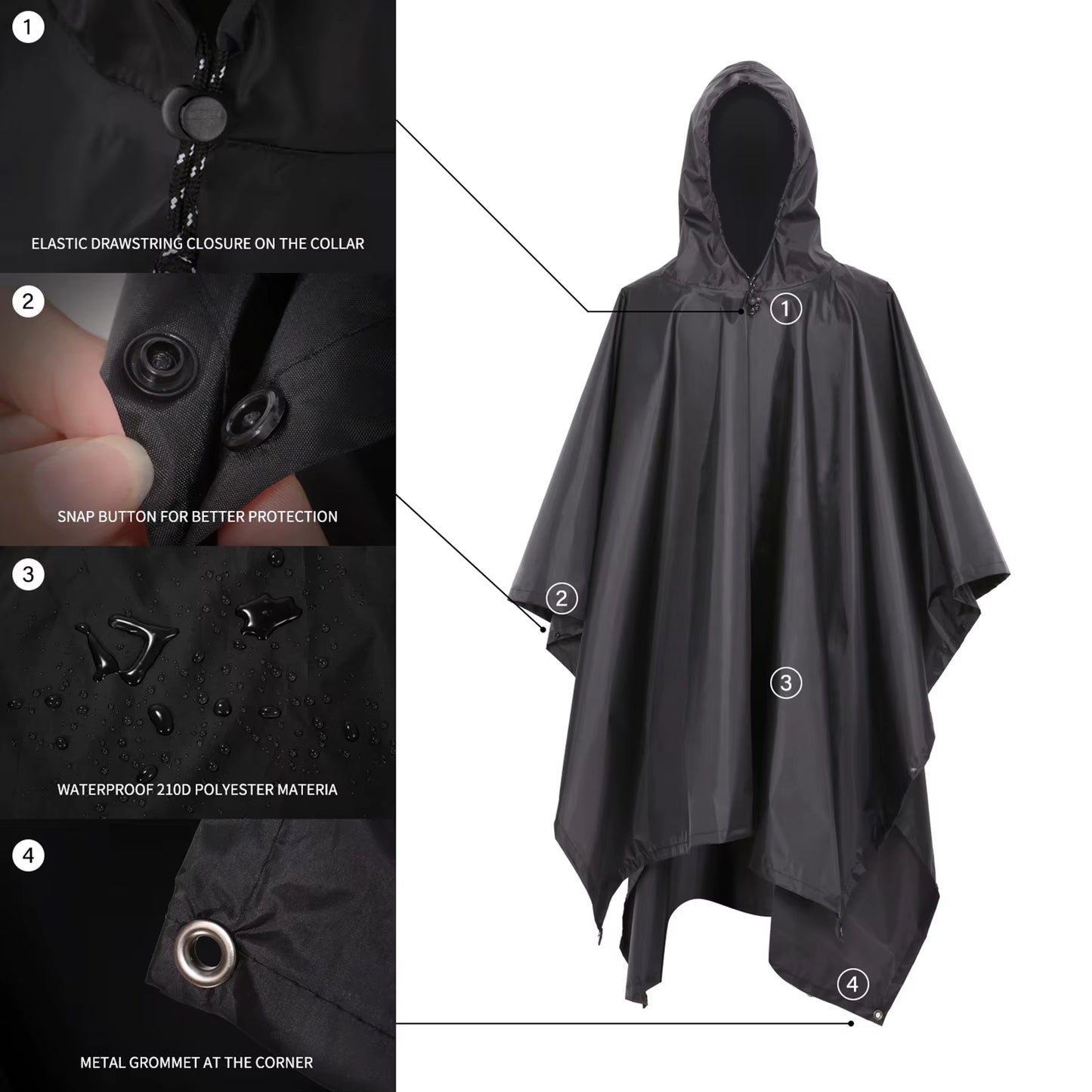 3-in-1 Outdoor Poncho: Raincoat, Blanket & Shelter