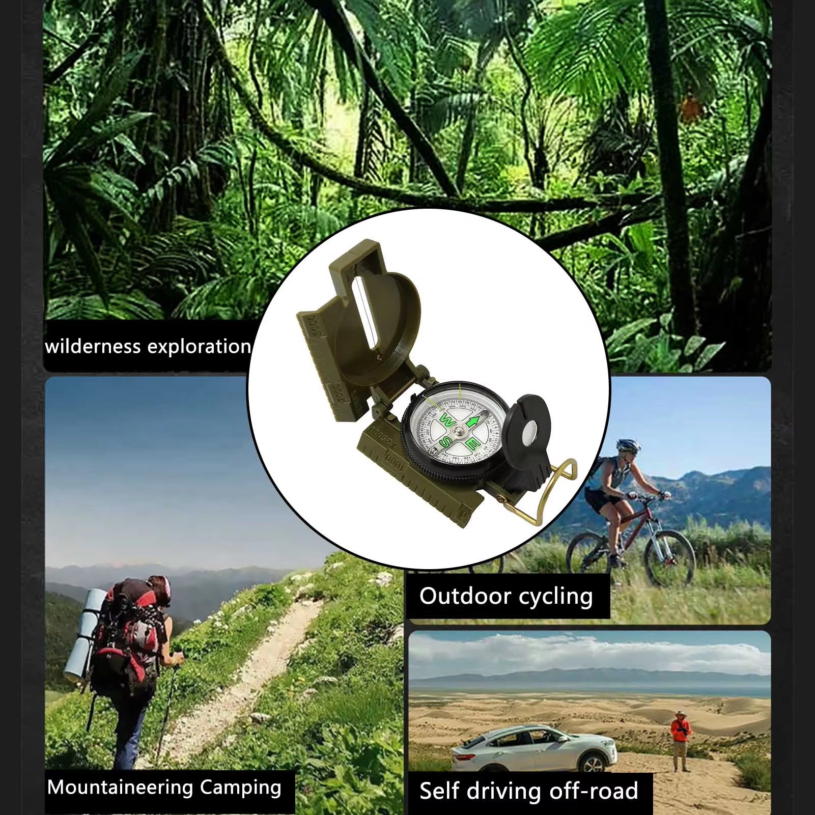 Multi-Function Lensatic Compass with Glow-in-the-Dark Dial - Essential for Outdoor Navigation